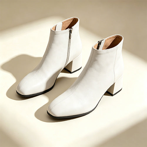 Square Toe Chunky Heel Ankle Boots