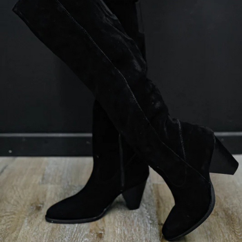 Black Suede High Boots