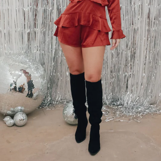 Black Suede High Boots