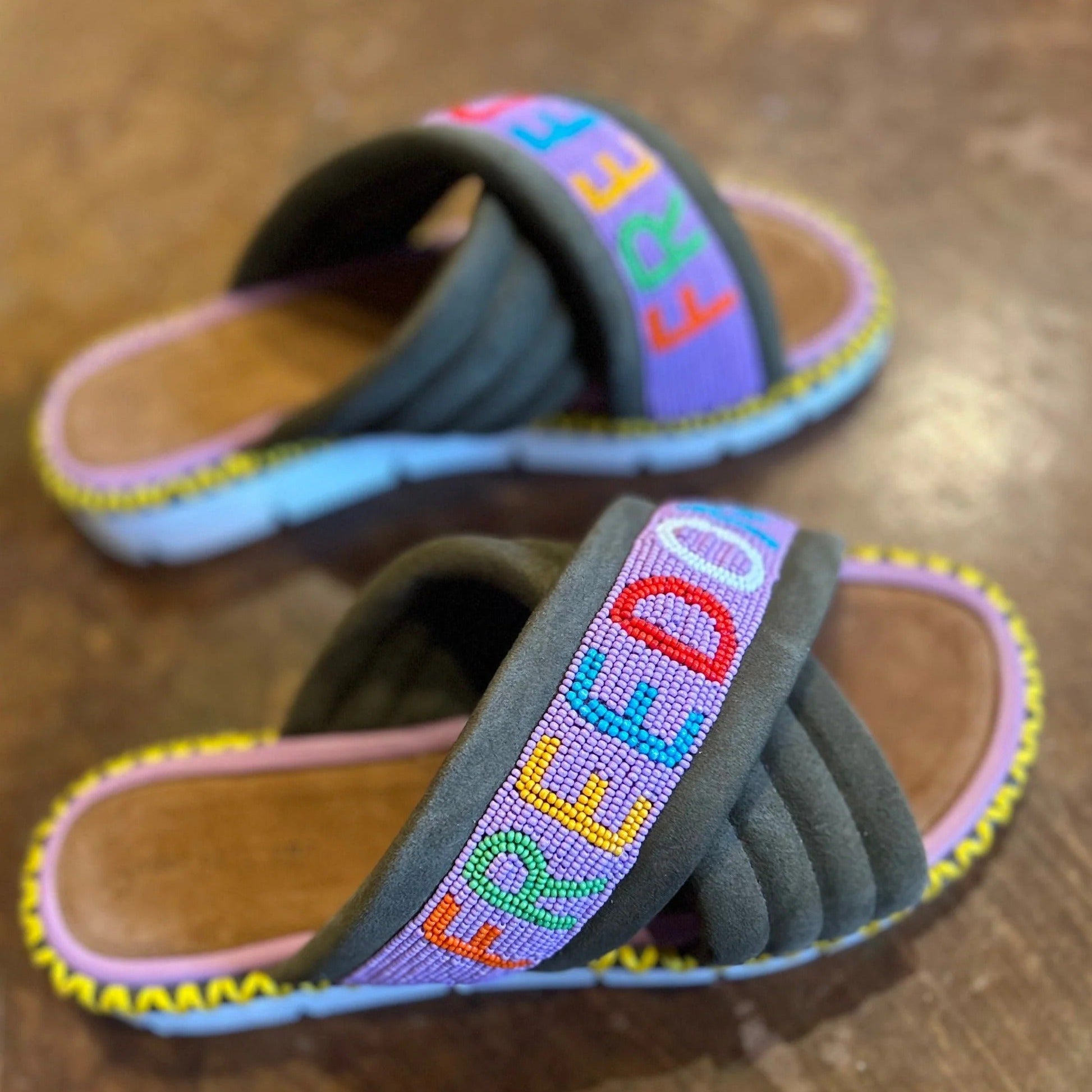 Colourway Diamond Patterned Chunky Sole Mule Sandals