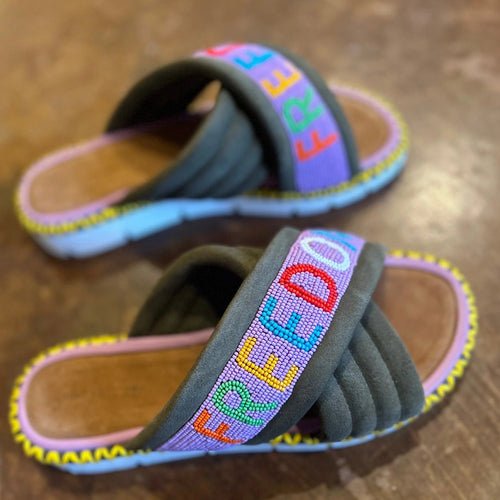 Colourway Diamond Patterned Chunky Sole Mule Sandals