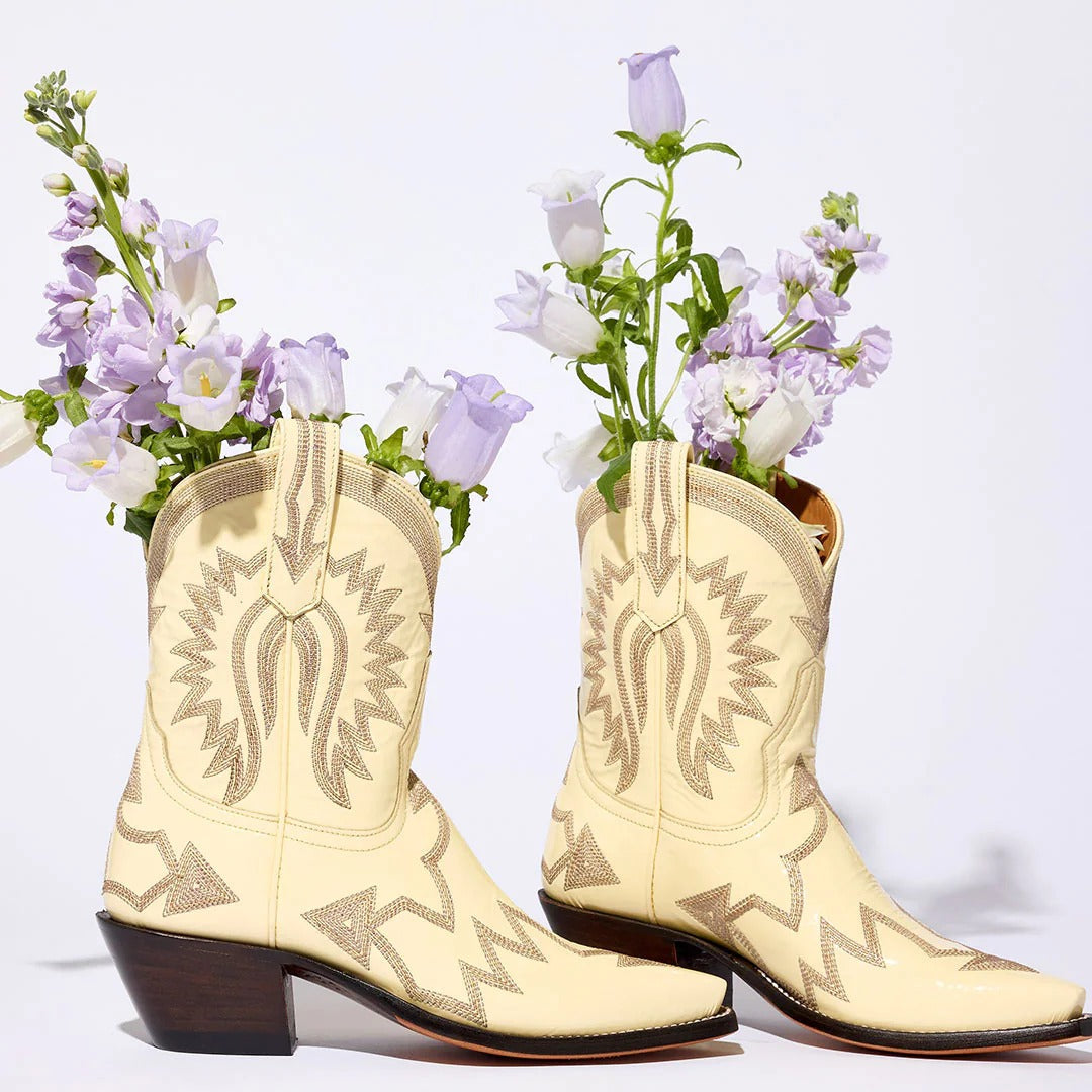 Glossy Embroidered Western Cowboy Boots
